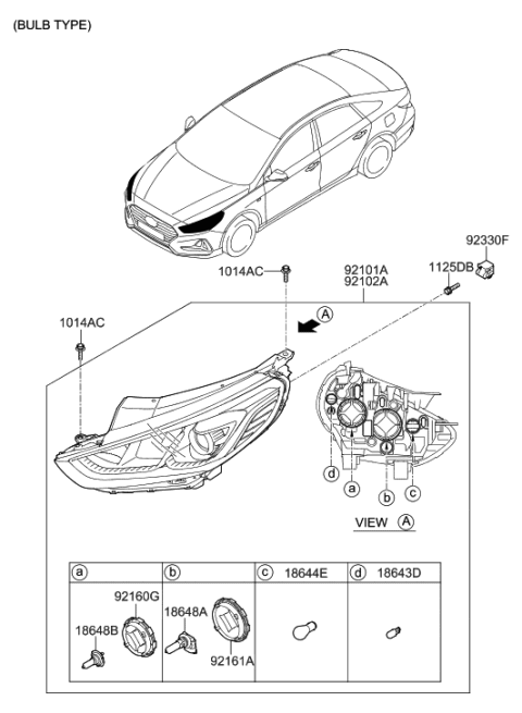 2023 Hyundai Tucson  Headlamp Assembly, Right Diagram for 92102C2500