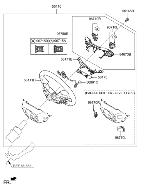 2022 Hyundai Tucson  Switch Assembly-Steering Wheel Remote Diagram for 96750C1061VCA