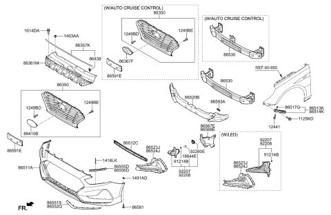 2023 Hyundai Tucson Rail Assembly-Front Bumper Diagram for 86530C2000