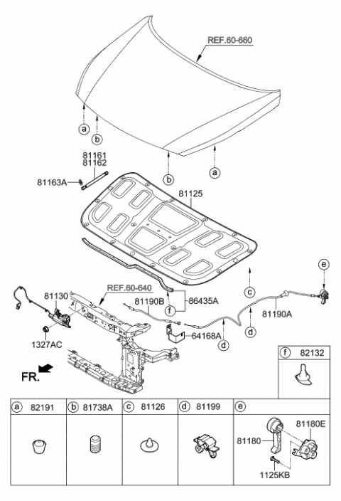 2023 Hyundai Tucson Bracket-Hood Release Cable Mounting Diagram for 64157C2700