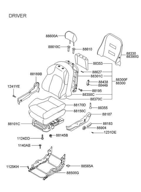 2015 Hyundai Santa Fe Frame Assembly-Front Seat Back PASSEN Diagram for 883012C010