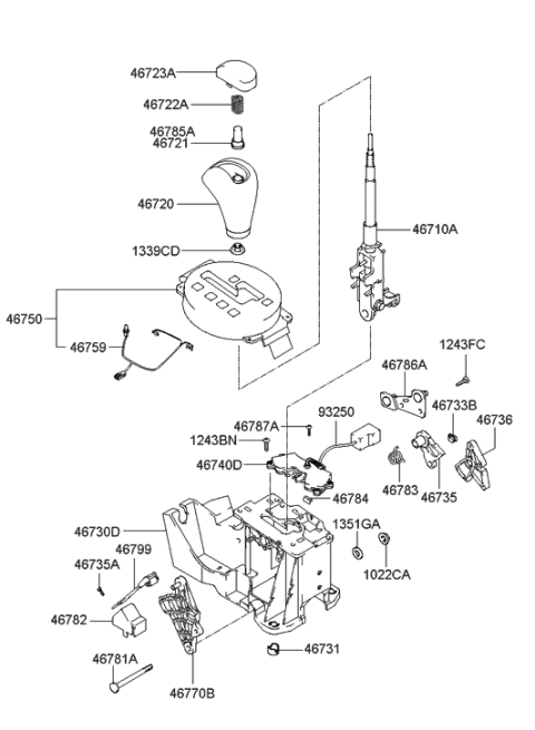 2015 Hyundai Santa Fe  Shift Lock Cam Diagram for 467352C100