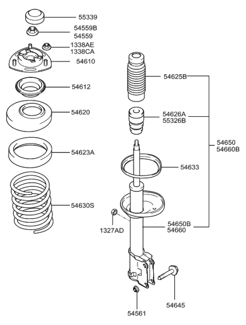 2014 Hyundai Santa Fe Front Spring Pad, Lower Diagram for 5463329000