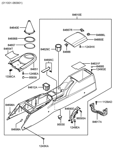 2014 Hyundai Santa Fe  Supplement Tray-Drink Holder Diagram for 846292C150LK