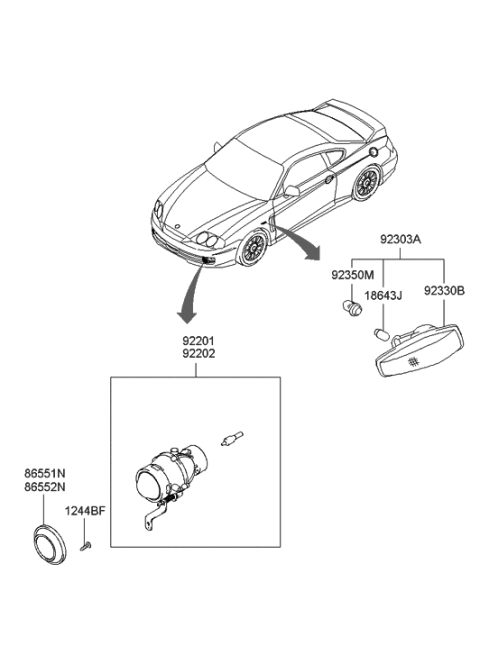 2012 Hyundai Santa Fe Cap-Front Bumper Fog Lamp, LH Diagram for 865852C000