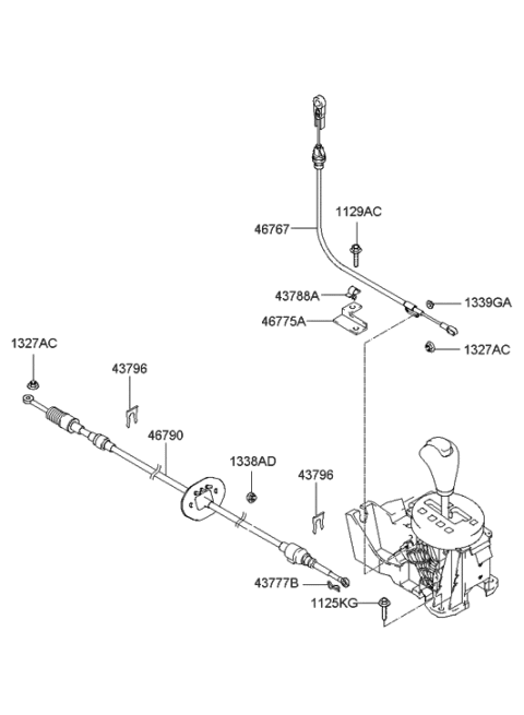 2014 Hyundai Santa Fe Automatic Transmission Lever Cable Assembly Diagram for 467902C100