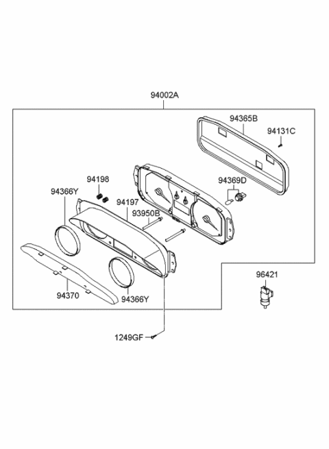 2010 Hyundai Santa Fe  Cluster Assembly-Instrument(Mph) Diagram for 940012C020