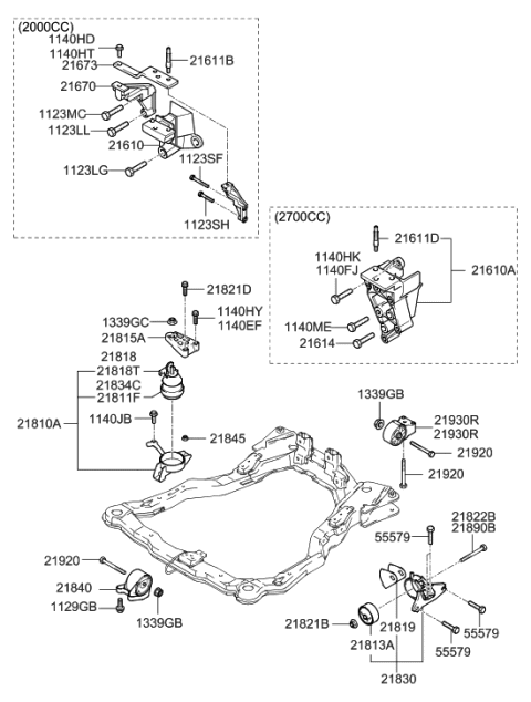 2012 Hyundai Santa Fe  Engine Support Bracket, Front Diagram for 2167023510