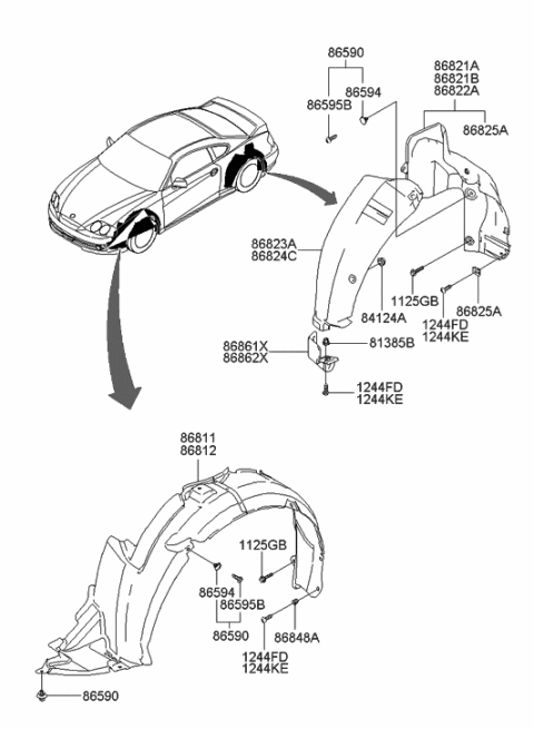 2017 Hyundai Santa Fe  Rear Wheel Guard Assembly, Left Diagram for 868212C001
