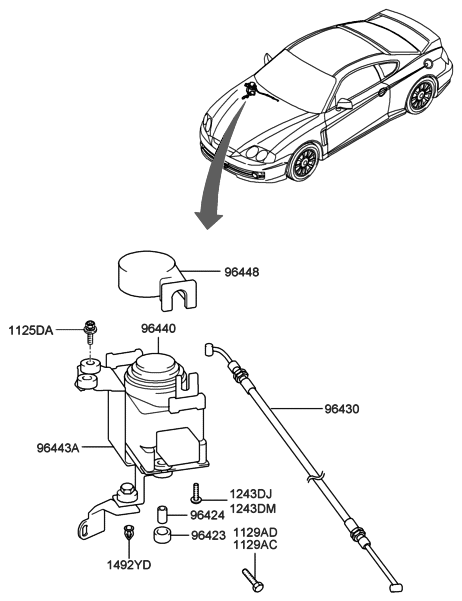 2015 Hyundai Santa Fe  Rubber-Automatic Cruise Mounting Diagram for 9642334000