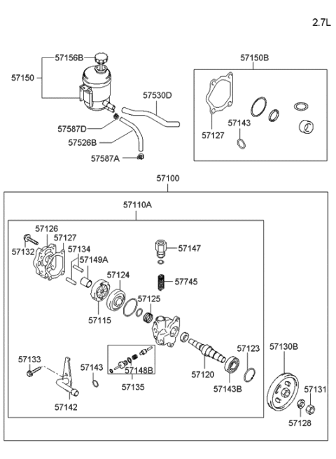 2015 Hyundai Santa Fe  Reservoir Assembly-Power Steering Diagram for 571502C200