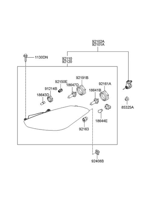 2015 Hyundai Santa Fe  Headlamp Assembly, Right Diagram for 921022C050
