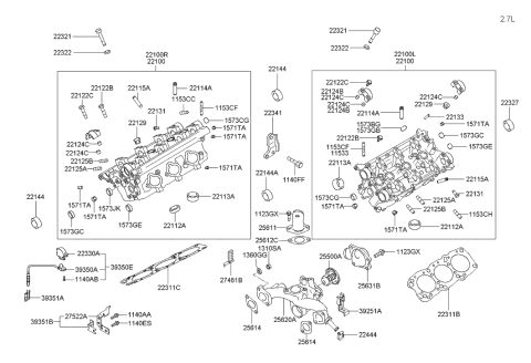2014 Hyundai Santa Fe  Stud Diagram for 2212521000