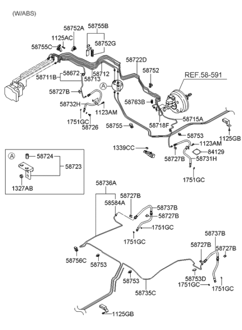 2014 Hyundai Santa Fe  Hose Assembly-Brake, LH Diagram for 587312C100