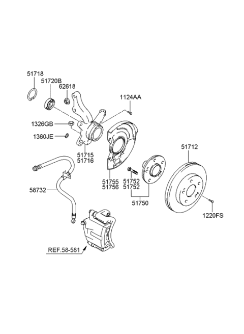 2010 Hyundai Santa Fe Front Wheel Hub Assembly Diagram for 517502C000