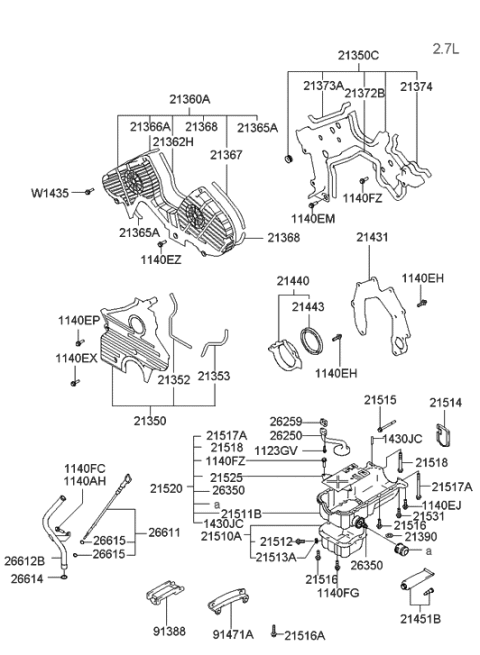 2010 Hyundai Santa Fe  O-Ring Diagram for 2661435020