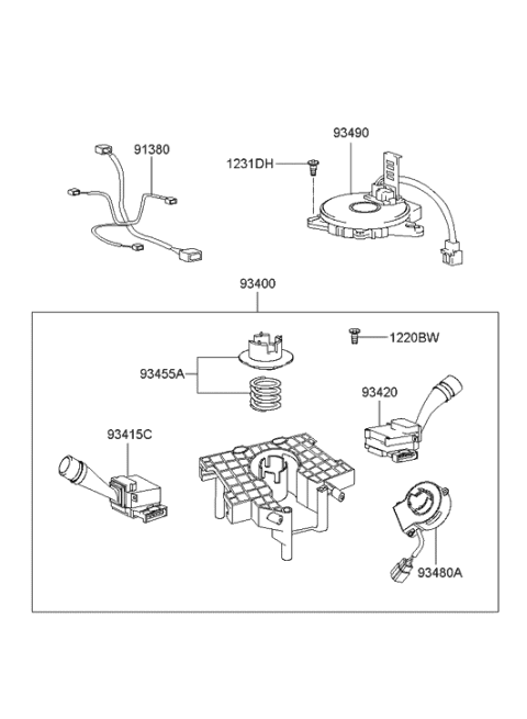 2017 Hyundai Santa Fe  Switch Assembly-Wiper & Washer Diagram for 934202C200