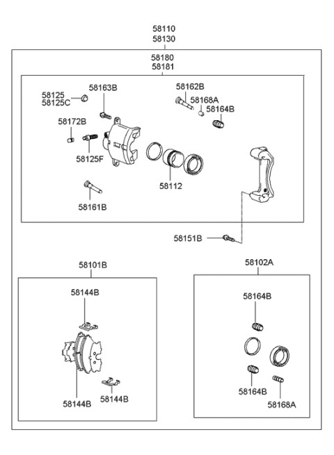2013 Hyundai Santa Fe  CALIPER Kit-Front Brake, LH Diagram for 581802CA00