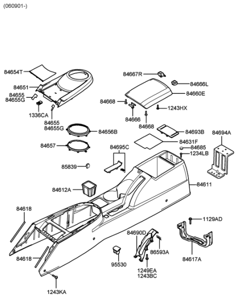 2013 Hyundai Santa Fe  Cover-Armrest Hinge Diagram for 846852C000