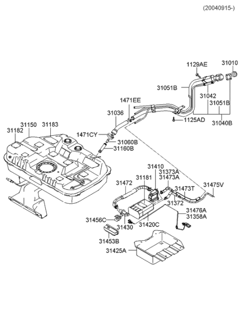 2013 Hyundai Santa Fe  Clip-Fuel Tube Diagram for 313582D000