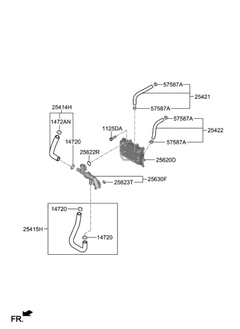 2021 Hyundai Ioniq  Hose-Oil Cooling Feed Diagram for 25421S2500