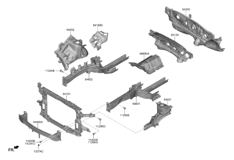 2021 Hyundai Ioniq Panel Assembly-FNDR Apron, LH Diagram for 64501S1000