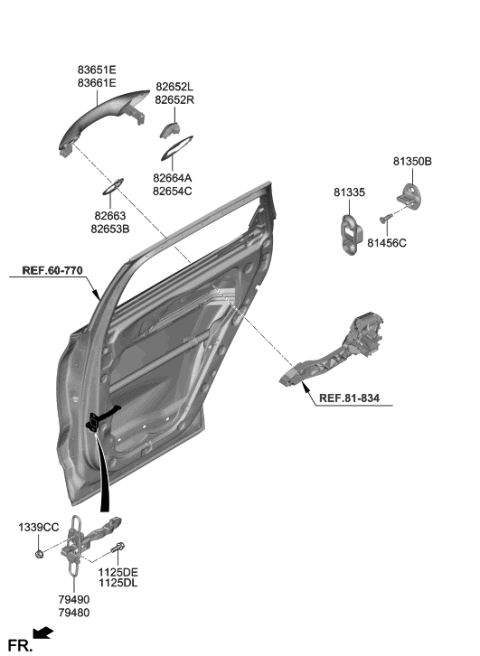 2021 Hyundai Ioniq  Rear Door Outside Handle, Left Diagram for 83650S1000