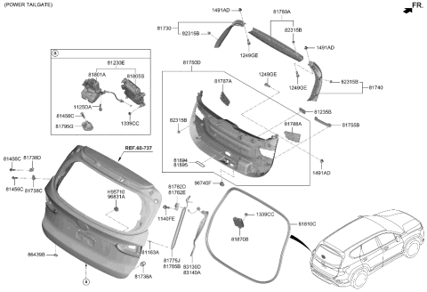 2018 Hyundai Sonata Trim Assembly-Tail Gate Side LH Diagram for 81730S2000NNB