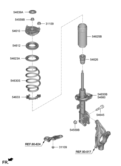 2018 Hyundai Sonata  Strut Assembly, Front, Left Diagram for 54650S2000