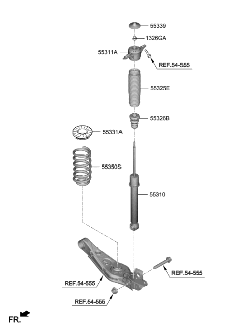 2021 Hyundai Ioniq  Rear Shock Absorber Assembly Diagram for 55307S2000