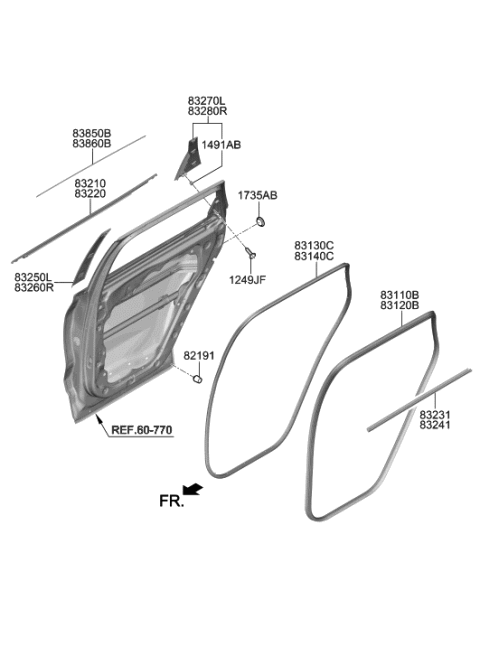 2021 Hyundai Ioniq  W/STRIP Assembly-RR Dr Side RH Diagram for 83140S1000