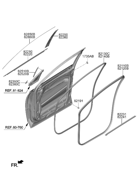 2021 Hyundai Ioniq  W/STRIP-FR Dr Body Side RH Diagram for 82120S2000
