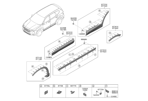 2021 Hyundai Ioniq  GARNISH Assembly-FR Dr Side RH Diagram for 87722S2200