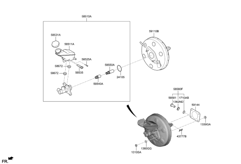 2021 Hyundai Ioniq  Reservoir-Master Cylinder Diagram for 58511S1150