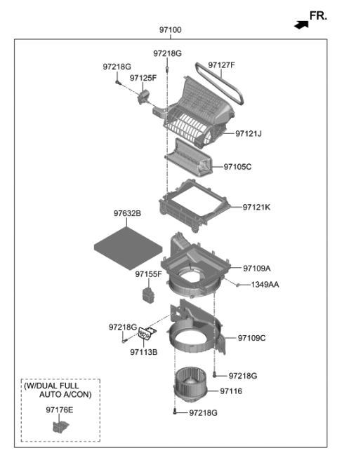 2021 Hyundai Ioniq  Air Filter Assembly Diagram for 97133J5000