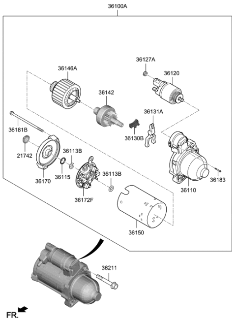 2021 Hyundai Ioniq Switch Assembly-Starter Magnetic Diagram for 361202GGA0