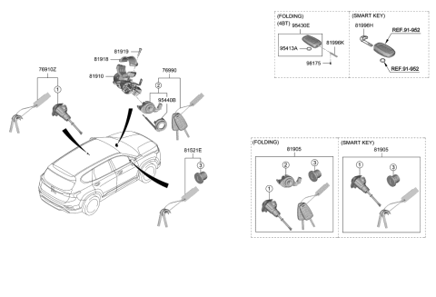 2018 Hyundai Sonata Body & Switch Assembly-STRG & Ign Diagram for 81910J9110
