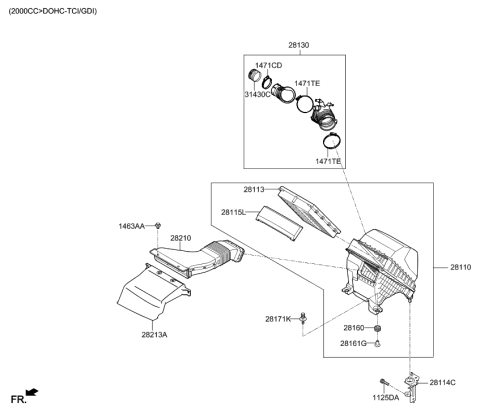 2021 Hyundai Ioniq  Duct Assembly-Air Diagram for 28210S2100