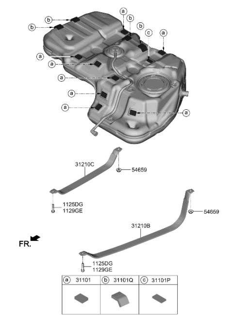 2021 Hyundai Ioniq Band Assembly-Fuel Tank LH Diagram for 31210S2000