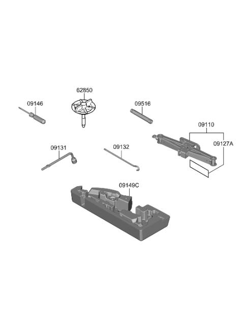 2018 Hyundai Sonata  Jack Assembly Diagram for 091102W000