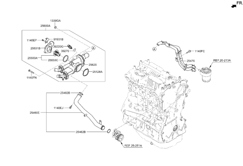 2016 Hyundai Accent  PIPE & O-RING ASSY-WATER INLET Diagram for 254602G252