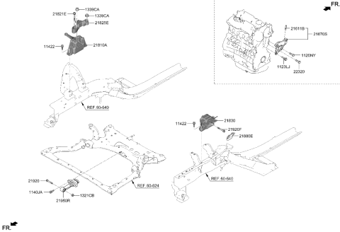 2017 Hyundai Accent  BRACKET ASSY-ROLL ROD Diagram for 21950IB000