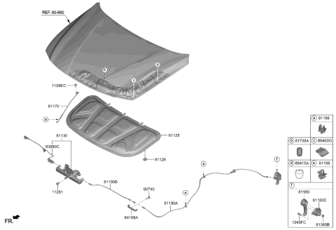 2017 Hyundai Accent  LATCH ASSY-HOOD Diagram for 81130IB000
