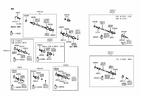2003 Hyundai Sonata Joint Kit-Trunnion, LH Diagram for 4950528C00