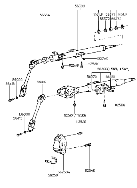 2005 Hyundai Sonata  Bearing-Steering Column & Shaft Diagram for 5633428000