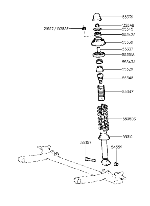 2005 Hyundai Sonata  Rear Shock Absorber Dust Cover Diagram for 5531628001