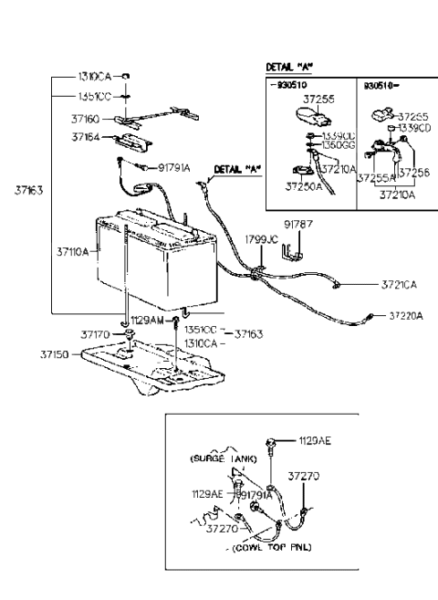 2004 Hyundai Sonata  Tray Assembly-Battery Diagram for 3715028002