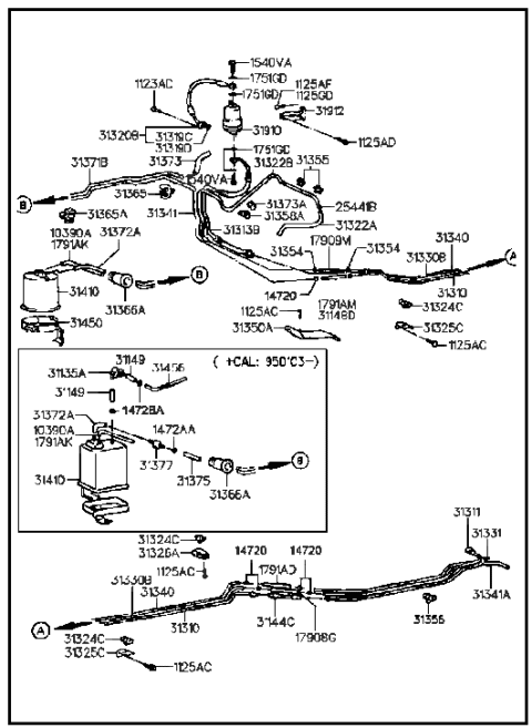 2003 Hyundai Sonata  Hose Assembly-Fuel Pump To Main Tube Diagram for 3114433000