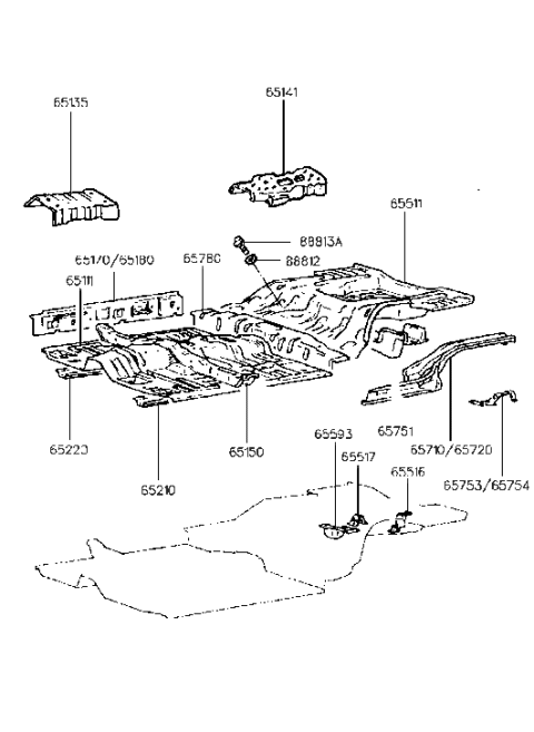 2005 Hyundai Sonata  Bracket Assembly-Fuel Tank Mounting Rear Diagram for 6575428100