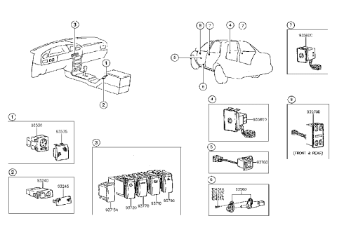 2006 Hyundai Sonata Switch Assembly-Mirror Remote Control Diagram for 9353028000